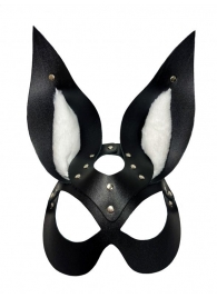 Черная маска зайки с белым мехом на ушках Miss Bunny - БДСМ Арсенал - купить с доставкой в Орле