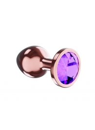 Пробка цвета розового золота с фиолетовым кристаллом Diamond Amethyst Shine S - 7,2 см. - Lola Games - купить с доставкой в Орле