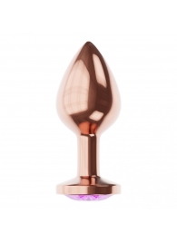 Пробка цвета розового золота с фиолетовым кристаллом Diamond Amethyst Shine S - 7,2 см. - Lola Games - купить с доставкой в Орле