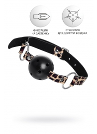 Черный кляп-шар на леопардовых ремешках Anonymo - ToyFa - купить с доставкой в Орле