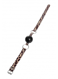 Черный кляп-шар на леопардовых ремешках Anonymo - ToyFa - купить с доставкой в Орле