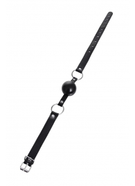 Черный кляп-шар на кожаных ремешках Anonymo - ToyFa - купить с доставкой в Орле