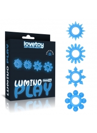 Набор из 4 голубых, светящихся в темноте эрекционных колец Lumino Play - Lovetoy - в Орле купить с доставкой