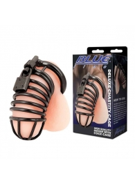 Черная металлическая клетка с замком Deluxe Chastity Cage - BlueLine - купить с доставкой в Орле