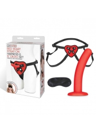 Красный поясной фаллоимитатор Red Heart Strap on Harness   5in Dildo Set - 12,25 см. - Lux Fetish - купить с доставкой в Орле