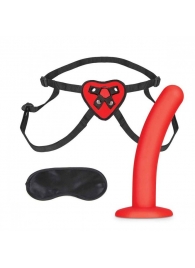 Красный поясной фаллоимитатор Red Heart Strap on Harness   5in Dildo Set - 12,25 см. - Lux Fetish - купить с доставкой в Орле