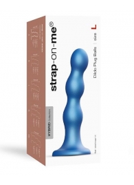 Голубая насадка Strap-On-Me Dildo Plug Balls size L - Strap-on-me - купить с доставкой в Орле