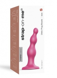 Розовая насадка Strap-On-Me Dildo Plug Beads size S - Strap-on-me - купить с доставкой в Орле