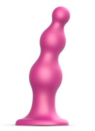 Розовая насадка Strap-On-Me Dildo Plug Beads size S - Strap-on-me - купить с доставкой в Орле