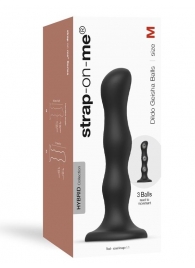 Черная насадка Strap-On-Me Dildo Geisha Balls size M - Strap-on-me - купить с доставкой в Орле