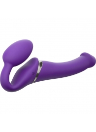 Фиолетовый безремневой вибрострапон Vibrating Bendable Strap-On - size L - Strap-on-me - купить с доставкой в Орле