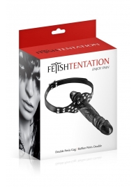 Черный кляп-фаллоимитатор Double Penis Gag - Fetish Tentation - купить с доставкой в Орле