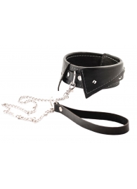 Черный ошейник-воротничок с металлическим поводком - Crazy Handmade - купить с доставкой в Орле Черный ошейник-воротничок с металлическим поводком - Crazy Handmade - купить с доставкой в Орле