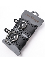 Ажурные наручники из черной кожи - Crazy Handmade - купить с доставкой в Орле Ажурные наручники из черной кожи - Crazy Handmade - купить с доставкой в Орле