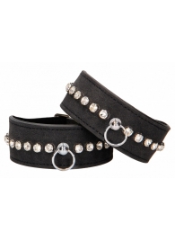 Черные наручники Diamond Studded Wrist Cuffs - Shots Media BV - купить с доставкой в Орле