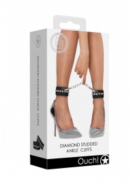 Черные поножи Diamond Studded Ankle Cuffs - Shots Media BV - купить с доставкой в Орле