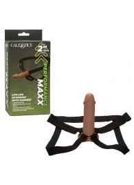 Коричневый фаллопротез Life-Like Extension with Harness - 17,75 см. - California Exotic Novelties - купить с доставкой в Орле