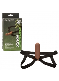 Коричневый фаллопротез из силикона Extension with Harness - 15,75 см. - California Exotic Novelties - купить с доставкой в Орле