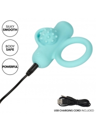 Аквамариновое эрекционное виброкольцо Silicone Rechargeable Nubby Lover’s Delight - California Exotic Novelties - в Орле купить с доставкой