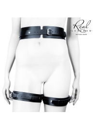 Черный кожаный пояс с гартерами - S-M - Notabu - купить с доставкой в Орле