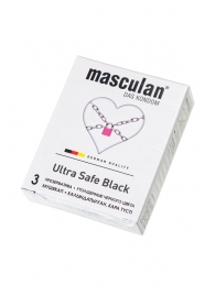 Ультрапрочные презервативы Masculan Ultra Safe Black - 3 шт. - Masculan - купить с доставкой в Орле