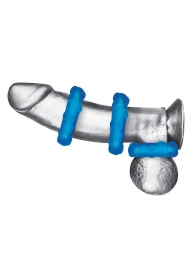 Комплект из трех голубых эрекционных колец 3-Pack Ribbed Rider Cock Ring Set - BlueLine - в Орле купить с доставкой