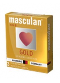 Презервативы Masculan Ultra Gold с золотым напылением и ароматом ванили - 3 шт. - Masculan - купить с доставкой в Орле