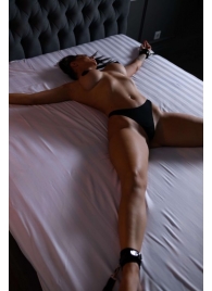 Черный кожаный набор фиксации на кровати Sex Game - БДСМ Арсенал - купить с доставкой в Орле