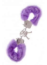 Фиолетовые меховые наручники METAL HANDCUFF WITH PLUSH LAVENDER - Dream Toys - купить с доставкой в Орле