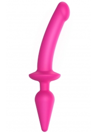 Ярко-розовый двусторонний фаллоимитатор Switch Plug-In Semi-Realistic Size L - Strap-on-me купить с доставкой в интернет-магазине Orgasmix в Орле Ярко-розовый двусторонний фаллоимитатор Switch Plug-In Semi-Realistic Size L - Strap-on-me