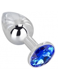 Анальное украшение BUTT PLUG  Small с синим кристаллом - 7 см. - Anal Jewelry Plug - купить с доставкой в Орле