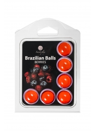 Набор из 6 шариков с массажным маслом Brazilian Balls с ароматом ягод - Secret Play - купить с доставкой в Орле