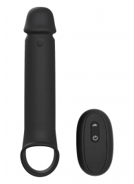 Черная насадка-удлинитель с вибрацией Vibrating Extender With Remote - Dream Toys - в Орле купить с доставкой