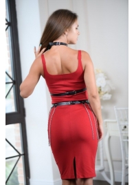 Черно-серебристая портупея-юбка plus size с цепочками - БДСМ Арсенал - купить с доставкой в Орле