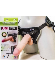 Страпон-унисекс с двумя насадками UNI strap 7  Harness - 19 и 16 см. - LOVETOY (А-Полимер) - купить с доставкой в Орле