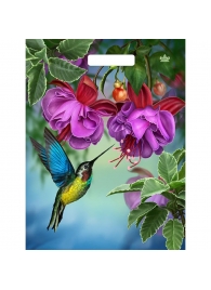 Пакет с принтом в виде колибри в цветах с вырубной ручкой (31х40 см) - Сима-Ленд - купить с доставкой в Орле