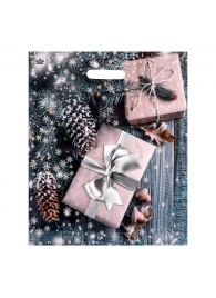 Новогодний пакет с принтом в виде подарков и вырубной ручкой (45х38 см) - Сима-Ленд - купить с доставкой в Орле