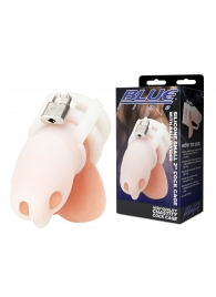 Белая клетка для пениса Silicone Small 2 in Cock Cage With Ball Divider - BlueLine - купить с доставкой в Орле