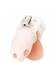 Белая клетка для пениса Silicone Small 2 in Cock Cage With Ball Divider - BlueLine - купить с доставкой в Орле