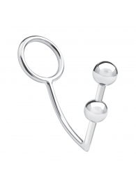 Кольцо на пенис с анальным стимулятором Two Bead Stainless Steel Anal Hook   Cock Ring - BlueLine - в Орле купить с доставкой