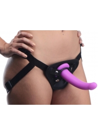 Лиловый поясной страпон Navigator Silicone G-Spot Dildo with Harness - 17,8 см. - XR Brands - купить с доставкой в Орле