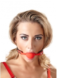 Силиконовый кляп-шар на чёрных ремешках Red Gag silicone - Orion - купить с доставкой в Орле