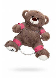 Бондажный набор: бурый мишка с розовыми оковами и наручниками - Pecado - купить с доставкой в Орле