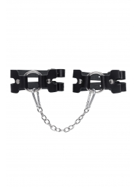 Черные кожаные оковы из двух ремешков - Pecado - купить с доставкой в Орле Черные кожаные оковы из двух ремешков - Pecado - купить с доставкой в Орле