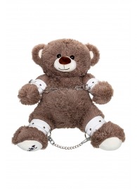 Бондажный набор: бурый мишка с белыми оковами и наручниками - Pecado - купить с доставкой в Орле