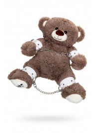 Бондажный набор: бурый мишка с белыми оковами и наручниками - Pecado - купить с доставкой в Орле