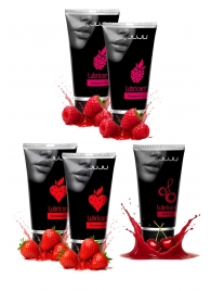 Набор из 5 съедобных лубрикантов JUJU (клубника х 2, малина х 2, вишня) - JuJu - купить с доставкой в Орле Набор из 5 съедобных лубрикантов JUJU (клубника х 2, малина х 2, вишня) - JuJu - купить с доставкой в Орле