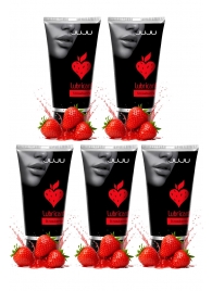 Набор из 5 съедобных лубрикантов JUJU со вкусом клубники - JuJu - купить с доставкой в Орле Набор из 5 съедобных лубрикантов JUJU со вкусом клубники - JuJu - купить с доставкой в Орле