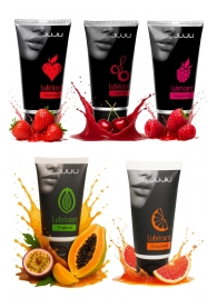 Набор из 5 съедобных лубрикантов JUJU (клубника, малина, тропические фрукты, вишня, грейпфрут) - JuJu - купить с доставкой в Орле Набор из 5 съедобных лубрикантов JUJU (клубника, малина, тропические фрукты, вишня, грейпфрут) - JuJu - купить с доставкой в Орле