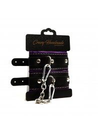 Черно-фиолетовые скругленные наручники с мягкой подкладкой - Crazy Handmade - купить с доставкой в Орле Черно-фиолетовые скругленные наручники с мягкой подкладкой - Crazy Handmade - купить с доставкой в Орле